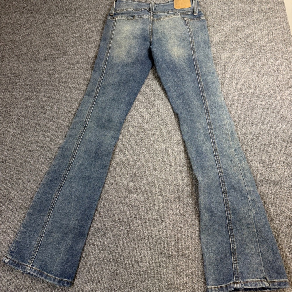 Simple Society High Waisted‎ Flare Jeans Medium Wash Seam Front Size 00/23 - Picture 2 of 13